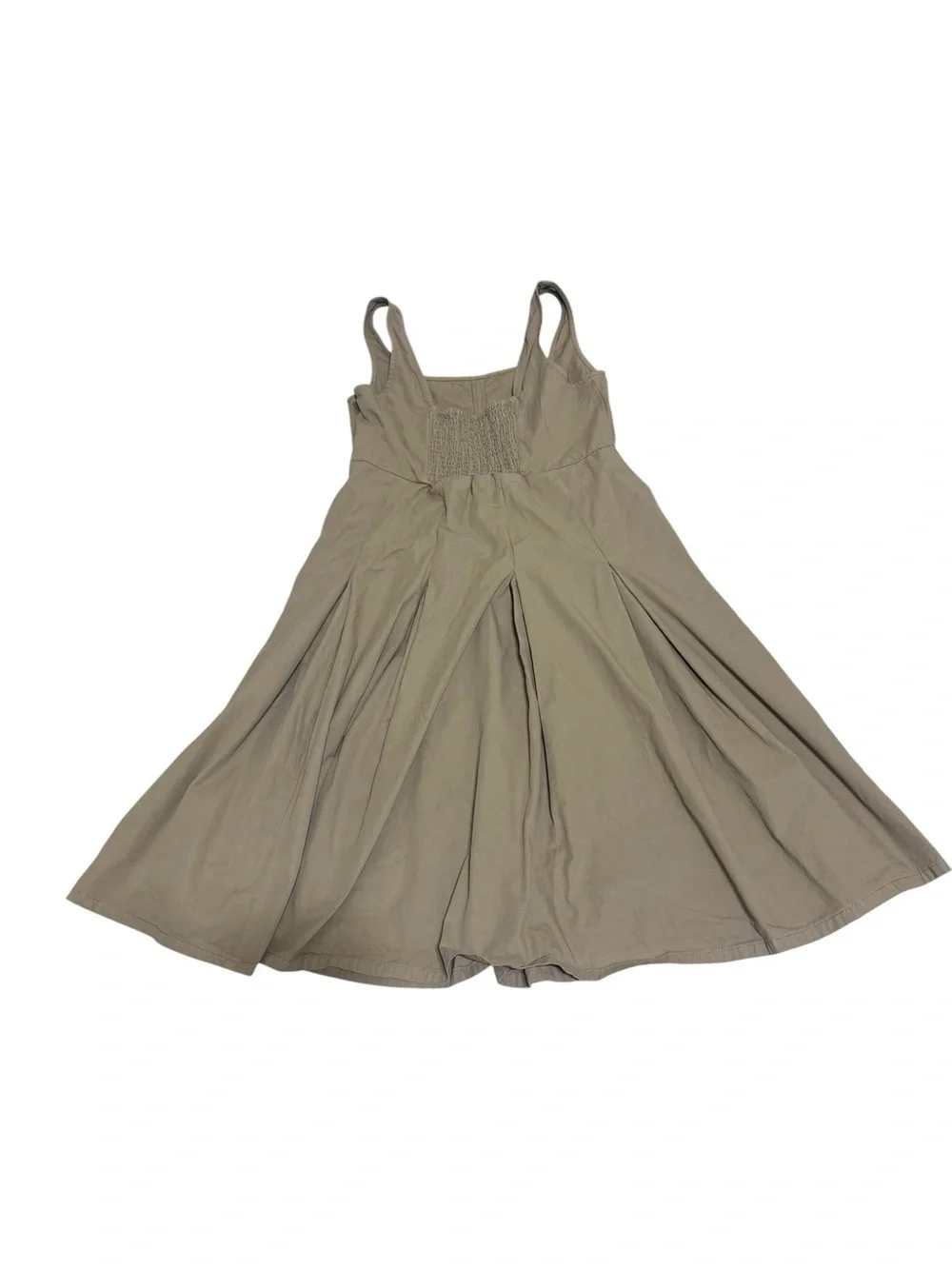 J. Crew Beige Square-Neck Pleated Midi Dress